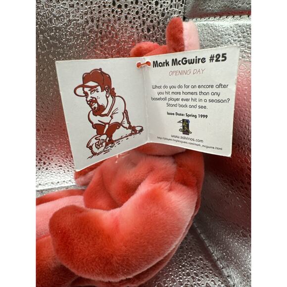 Salvino’s Bamm Beano’s Mark McGwire #25 Denver July 4 Red Plush Bear w/ Tag - Picture 3 of 9